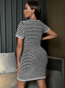 Zolique Vestido Suéter A Rayas De Cachemira De Visón