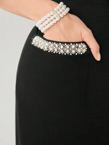 Modelyn Women'S Floral Embroidered Bodycon Dress - Black - View 7