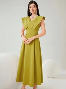 Modelyn Ladies' Elegant Beaded Dress Long Evening Dresses - Yellow - View 5