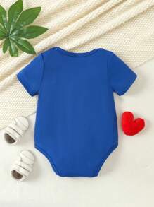Baby Boy Short Sleeve Bodysuit With "I Love My Big Sister" Print - Blue - View 2