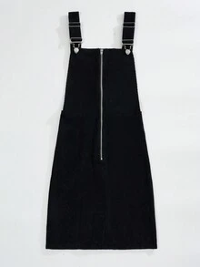 SHEIN Essnce 女士拉鍊前開中長裙子 - 白色 - 查看 5