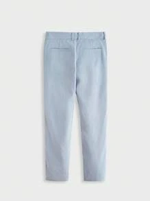 AKNOTIC Business Casual Pantaloni de costum de culoare solidă pentru bărbați - Bleu - Vizualizare 5