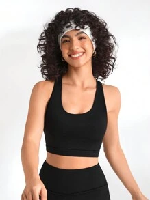 Lifespree Women'S Breathable Mesh Splice Sports Bra Top With Sexy Back - Black - View 8