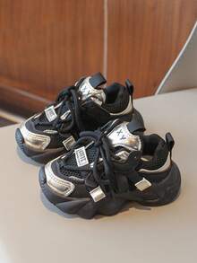 Girls' Chunky Sneakers, 2024 Spring New Arrival Children's Sports Shoes, Fashionable And Lightweight Running Shoes For Kids And Toddlers - Black - View 2