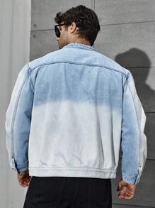 Manfinity Homme Nam Kích thước lớn Biến đổi dần Áo khoác denim Với Mặt trước Dây kéo - Rửa trung bình - Xem 2