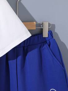 SHEIN 3 cái/bộ Cậu bé Tween Giải trí Mát mẻ Phong cách đường phố Lá thư In Ngắn tay Áo thun Với giày - Nhiều màu - Xem 6