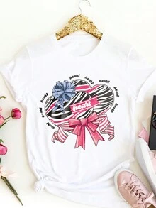 Calvaya Plus Size Printed Short Sleeve T-Shirt - White - View 6