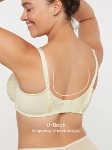 LUVLETTE 内衣全覆盖无衬里花卉蕾丝胸罩 - 白色 - 查看 8