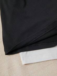 SHEIN Unity Black And White Bodycon Strapless Romper Unitard Set - Black and White - View 5