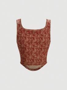 SHEIN MOD Women's Asymmetrical Hem Tank Top - Red - View 2