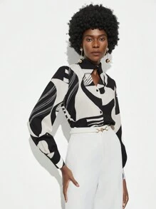 Maija 女裝幾何圖案長袖襯衫