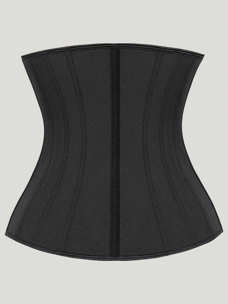 Women's Black Fabric Plain Lace Up Slight Stretch Waist Trainer Corset