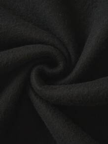 SHEIN EZwear Áo nỉ nữ cỡ lớn in khẩu hiệu, có dây rút - màu đen - Xem 5