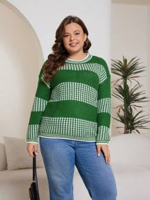 Flirla Plus Pull Bicolore Épaule tombante