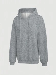 INAWLY Women'S Texture Hooded Sweatshirt,Long Sleeve Tops Pullover Fall Outfit