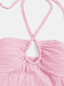 SHEIN EZwear 無袖領口合身連身裙 - 粉色 - 查看 4