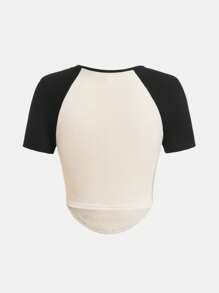 少女肖像印花衛衣和拼接口袋褲 2入組 - 黑色 - 查看 12