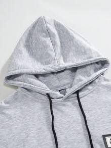 Manfinity Homme Loose Men's Stripe Detail  Pocket Hooded Sweatshirt And Sweatpants Set - Light Grey - View 5