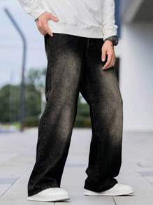 Manfinity Hypemode Men's Casual Straight Leg Jeans - Black - View 3