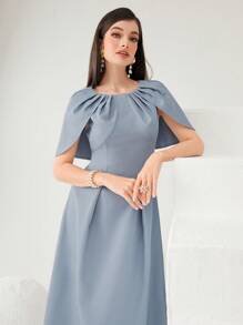 Modelyn 女士圆领褶皱连衣裙长款晚礼服