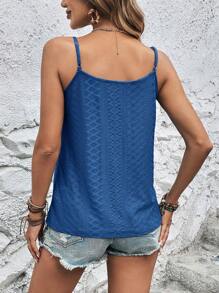 EMERY ROSE Women's Lace Splice Camisole Top - Royal Blue - View 2