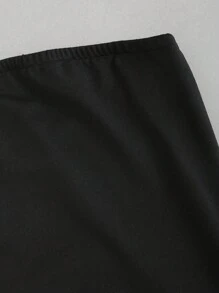 Sweetra Contrast Color Bottom Hem Big Bowknot Design Dress Mini Short Women Outfit - Multicolor - View 4