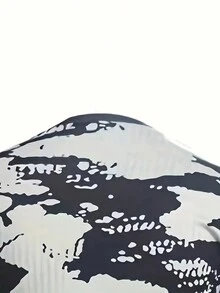 Plus Size Women's Tie-Dye Slim Fit Long Sleeve Bodycon Dress - Multicolor - View 3