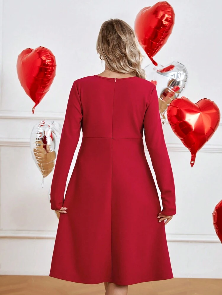 Maternity Waist Cinching Long Sleeve Dress