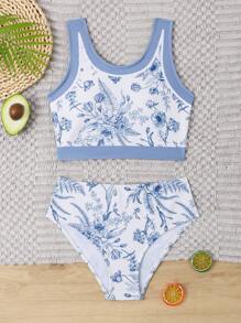 Tween Girl Floral Printed Bikini Set - Multicolor - View 1