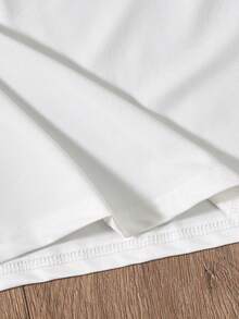 Cô gái Tween Lá thư Và Mặt Trở lại In Áo thun - trắng - Xem 4