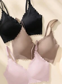 3入無縫純色胸罩套裝 - 彩色 - 查看 3