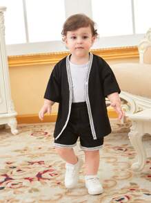 SHEIN 2入組春夏寶寶男童休閒日常穿著套裝 - 彩色 - 查看 3