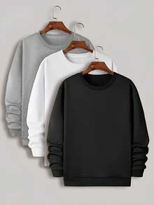 Manfinity Homme 男士加大圓領長袖運動衫 - 彩色 - 查看 3