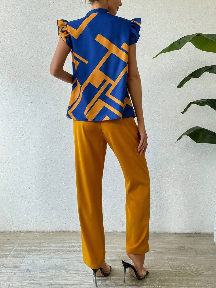 Geometric Pattern Shirt And Pants Set