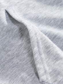 Manfinity Homme Loose Men's Stripe Detail  Pocket Hooded Sweatshirt And Sweatpants Set - Light Grey - View 8