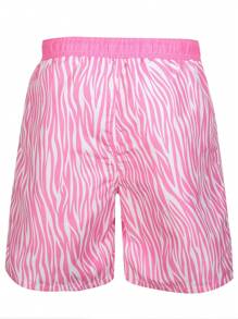 Manfinity VDAYZ Men's Zebra Stripe Beach Shorts With Diagonal Pockets - Pink - View 2