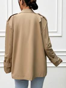 RueChic Double-breasted Short Trench Coat - Apricot - View 2