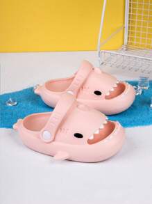 1 Pair Kids' Comfortable Cartoon Shark Design Casual Slip-On Beach/Indoor Breathable Sandals, Summer - Pink - View 3