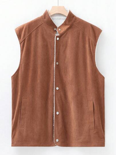 Manfinity Homme Veste sans manches en velours côtelé matelassée pour hommes grande taille