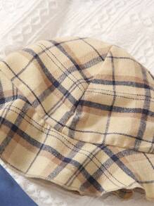 SHEIN 年轻男孩运动 Polo 衫和格子图案短裤套装（带渔夫帽），2 件套，适合夏季 - 藍色 - 查看 4