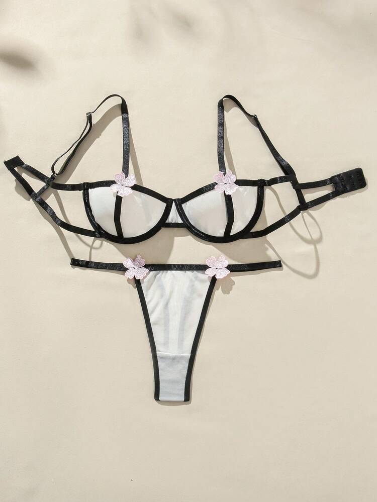 Women'S Sexy Bra And Panty Set With Underwire, 2pcs