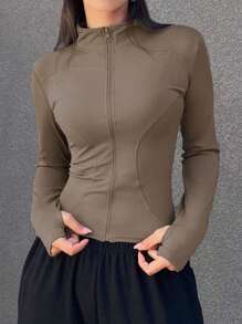 DAZY 女款修身淺卡其色外套 - 棕色 - 查看 3