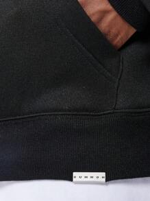 SUMWON Regular Fit Overhead Hoodie With Embossed Back Graphic Print - Black - View 6