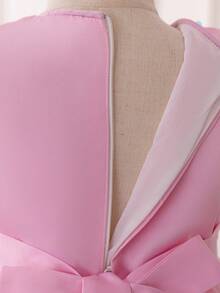 Toddler Girls' One Shoulder Net Yarn Party Dress With Sequins Panel And Beaded Decoration Birthday Dress - Pink - View 8