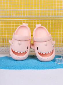 1 Pair Kids' Comfortable Cartoon Shark Design Casual Slip-On Beach/Indoor Breathable Sandals, Summer - Pink - View 4