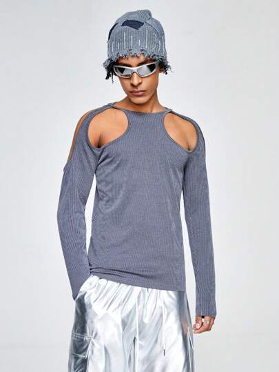 ROMWE Avant Camiseta Larga Ajustada De Manga Larga Para Hombre Adecuada Para Primavera Y Verano