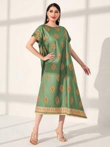 Divindia 蝙蝠袖印花短裙