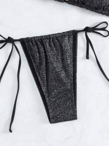 Swim SXY Women's Sparkly Bikini Set Music Festival Summer Beach - Black - View 4