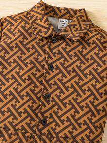 SHEIN Trẻ Con trai Hình học In Sọc Dây đeo Áo liền quần - Nhiều màu - Xem 6