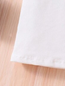 2pcs/Set Tween Girls' Heart Applique T-Shirt With Bow Decorated Skirt - Red - View 3